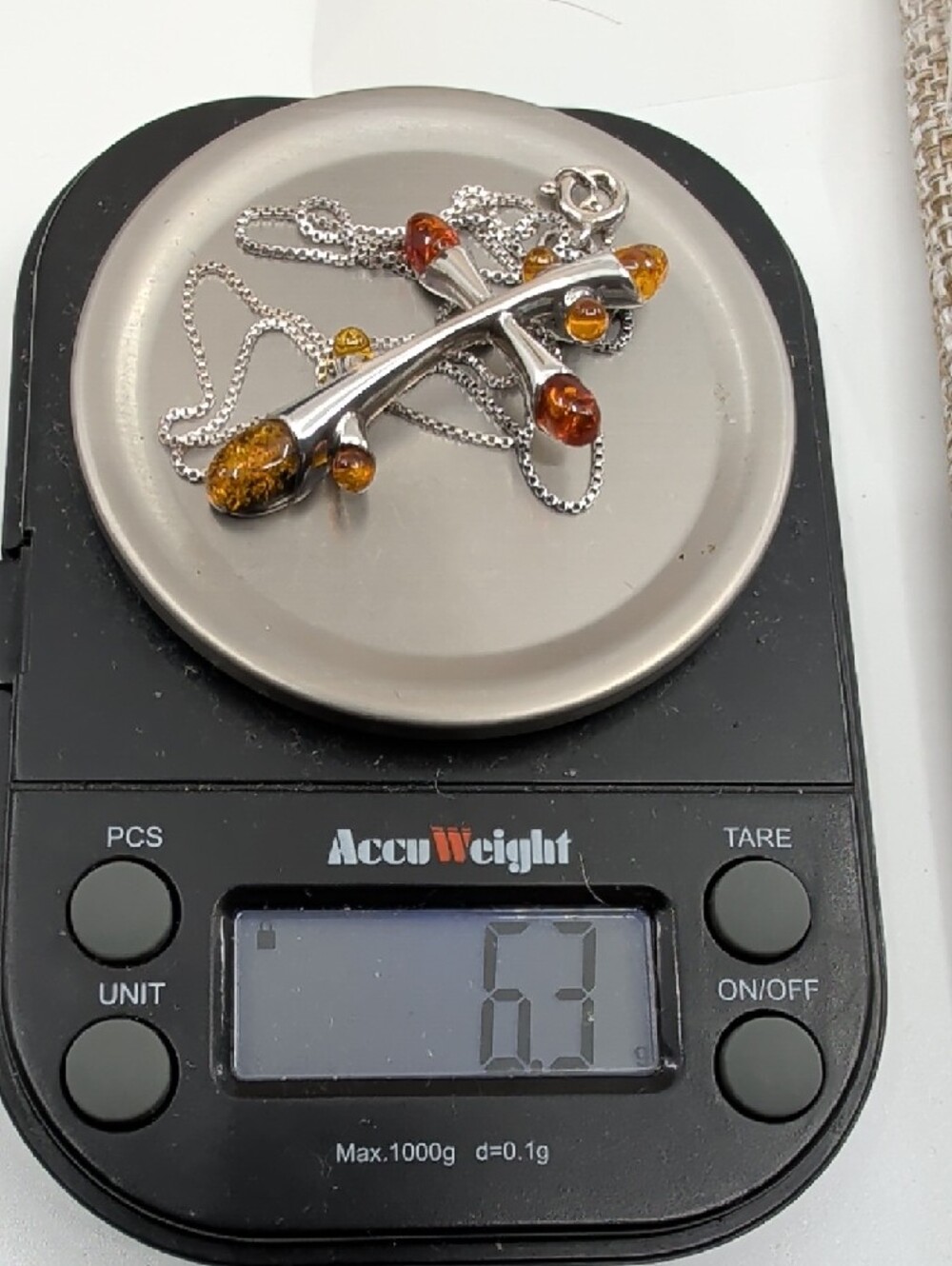 Vintage Baltic Amber Sterling Silver Cross Pendant Necklace 925 Poland 18" - Picture 16 of 16